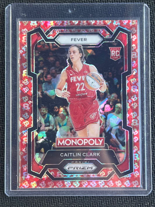2024 Panini Prizm Caitlin Clark Free Parking Cracked Ice Red #65 RC Rookie