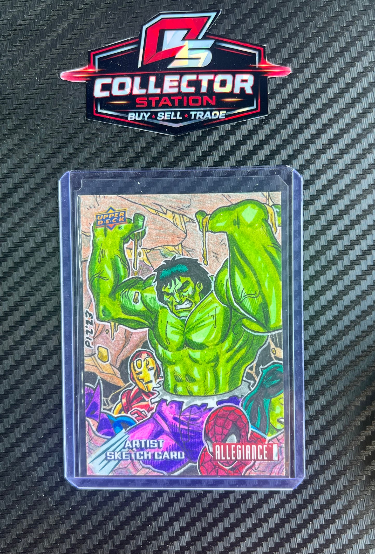 Upper Deck 2023 Marvel Allegiance Hulk Artist Sketch Card 1/1 (Artist: Ed Pirric)