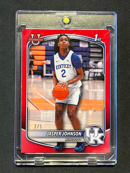 2025-26 Topps Bowman University Jasper Johnson 1st Red Foil 2/5 Number Match #CG47