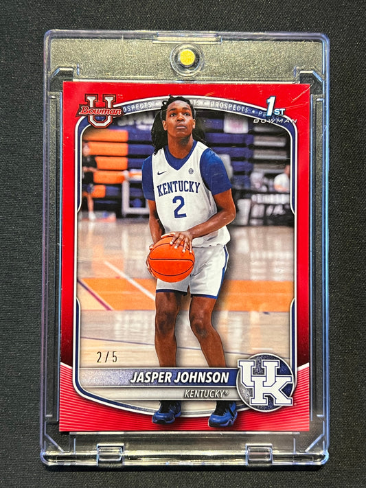 2025-26 Topps Bowman University Jasper Johnson 1st Red Foil 2/5 Number Match #CG47