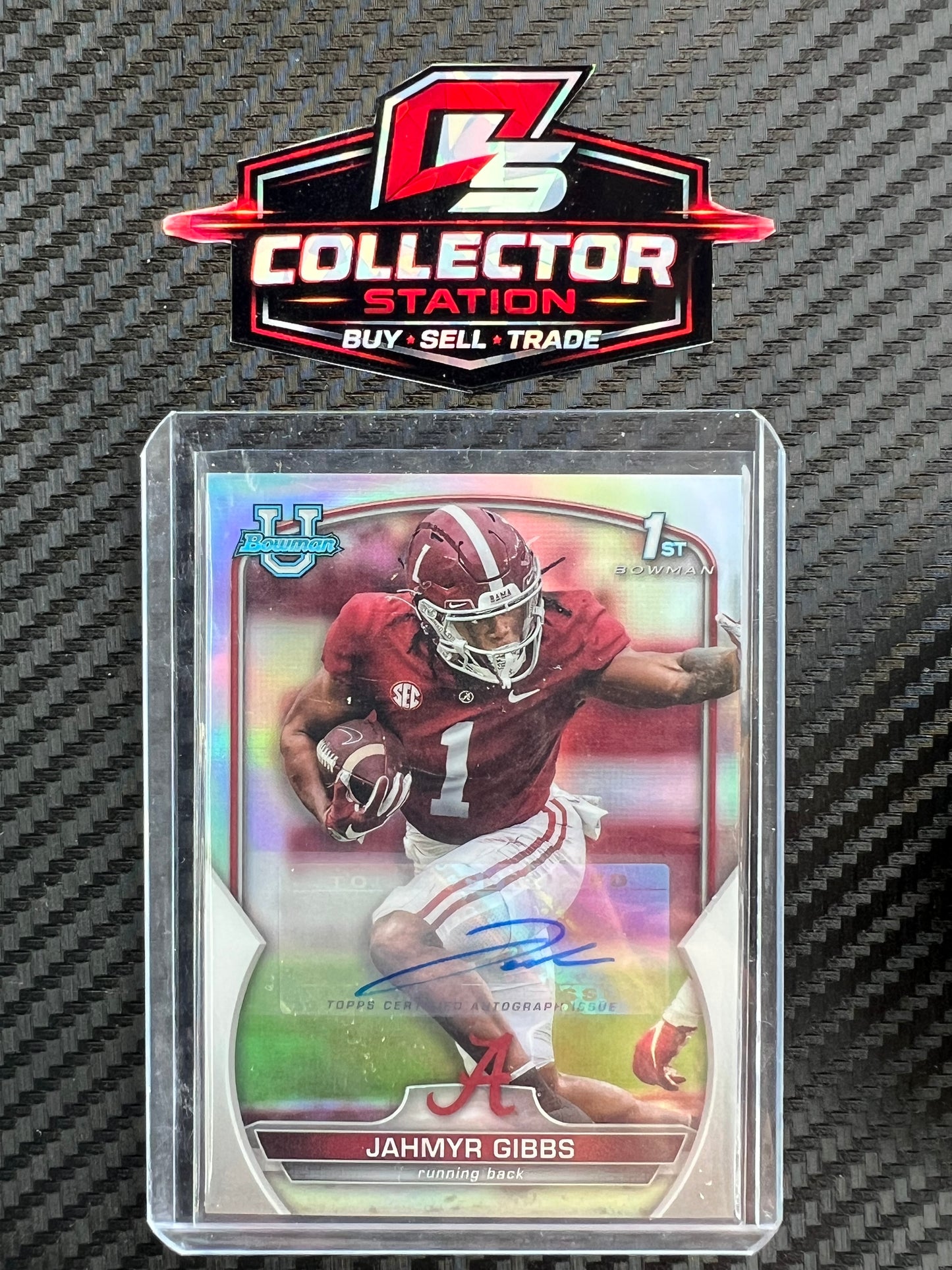 2022 Bowman U Chrome Jahmyr Gibbs Auto Refractor /499  #82 RC 1st Bowman