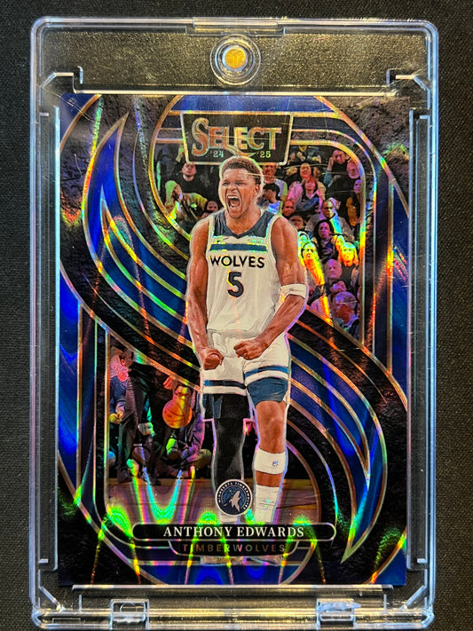 2024-25 Panini Select Anthony Edwards Blue Tectonic/Seismic Prizm /99 #130