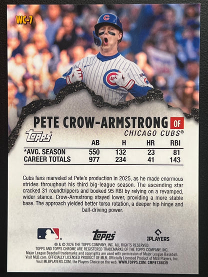 2026 Topps Chrome Wrecking Crew Pete Crow-Armstrong Logofractor Gold Refractor /50 #WC-7