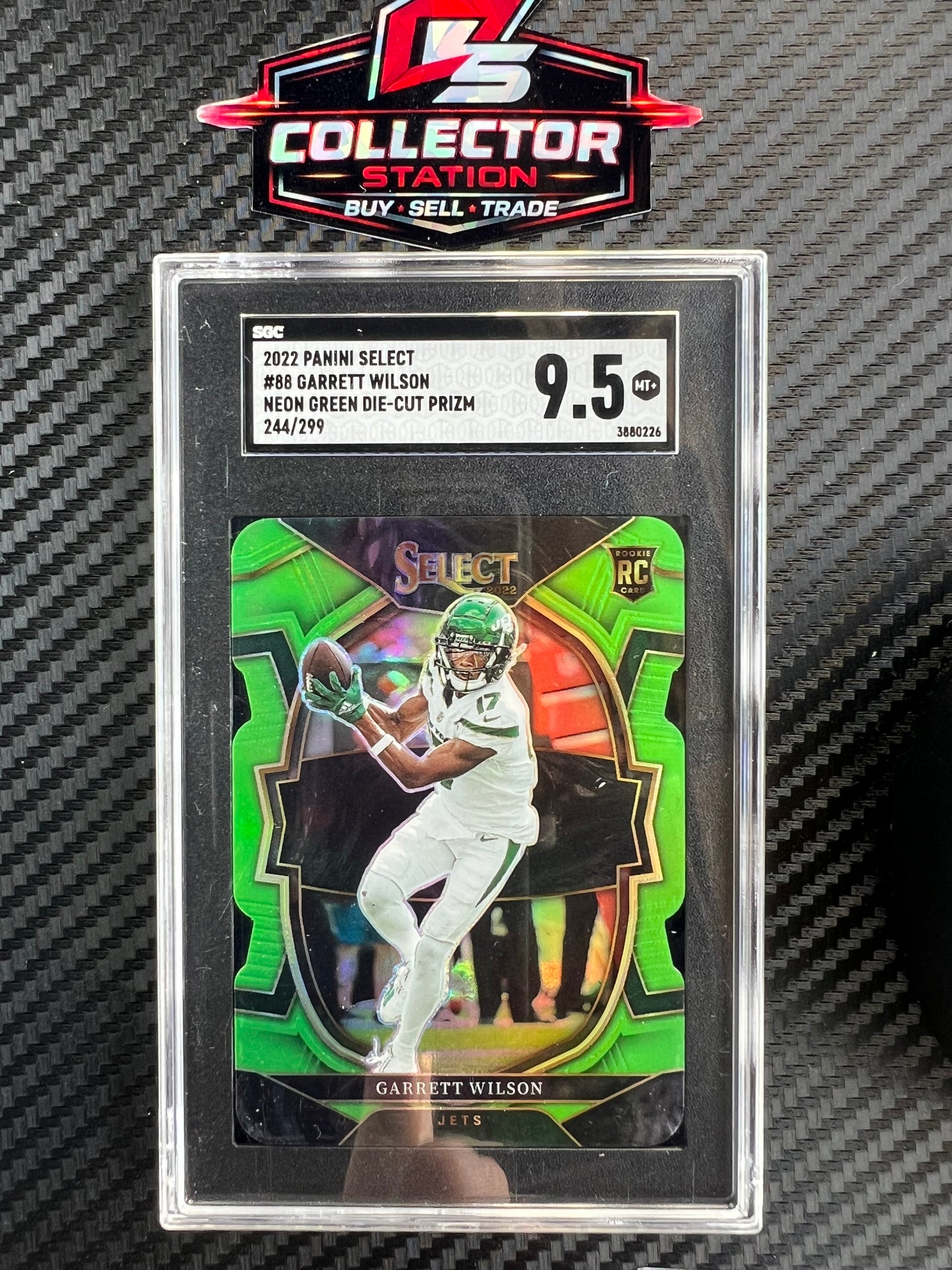 2022 Panini Select Garrett Wilson Neon Green Die-Cut Prizm /299 #88