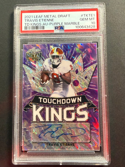 2021 Leaf Metal Draft Travis Etienne TD Kings Auto Purple Marble #TKTE1 PSA 10 Team Color Match