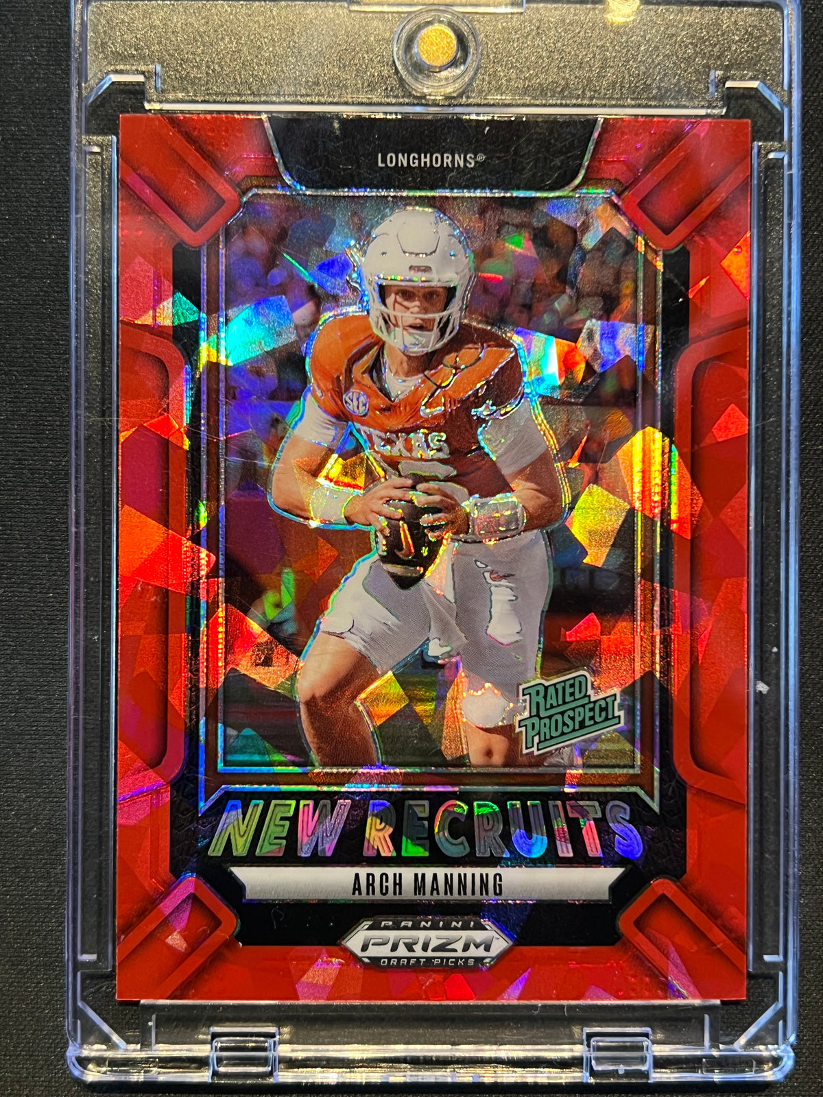 2025 Panini Prizm Draft Picks - New Recruits Arch Manning #22 Red Ice Prizm Rated Prospect