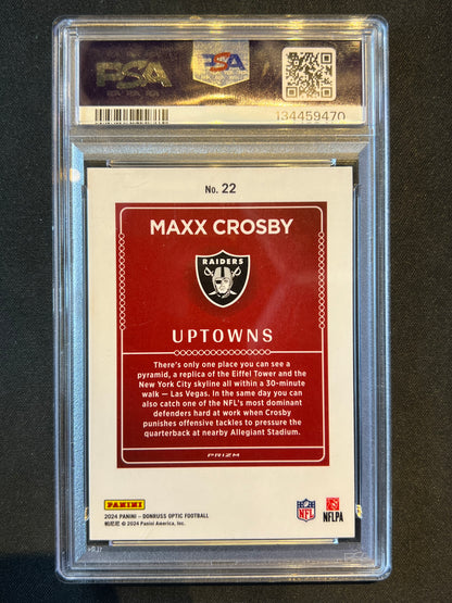 2024 Panini Donruss Optic Uptowns Maxx Crosby Las Vegas Raiders #22 PSA 9