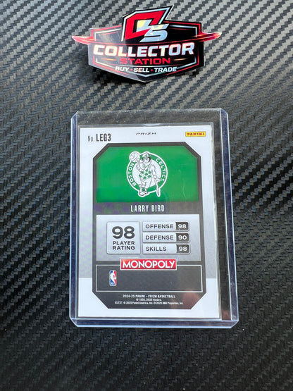 Panini 2024-25 Prizm Monopoly Boardwalk Blue Tiger Stripe Prizm Larry Bird #LEG3