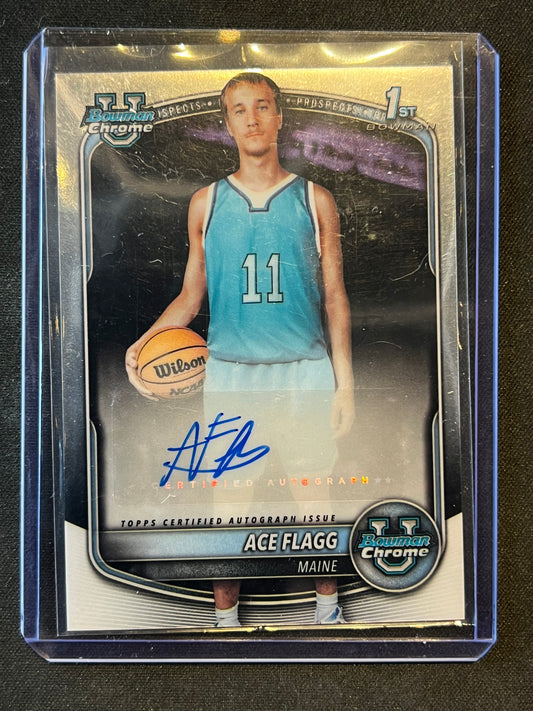 2025-26 Topps Bowman Chrome U Prospect #CPA-AF Ace Flagg 1st Auto Maine