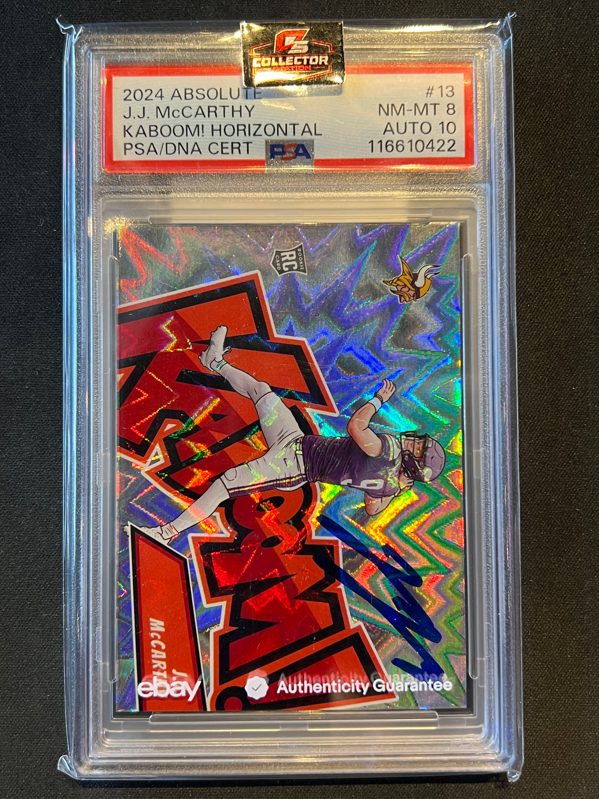 2024 Panini Absolute JJ McCarthy Autographed Kaboom Horizontal RC SSP #13 PSA 8 Auto Grade 10