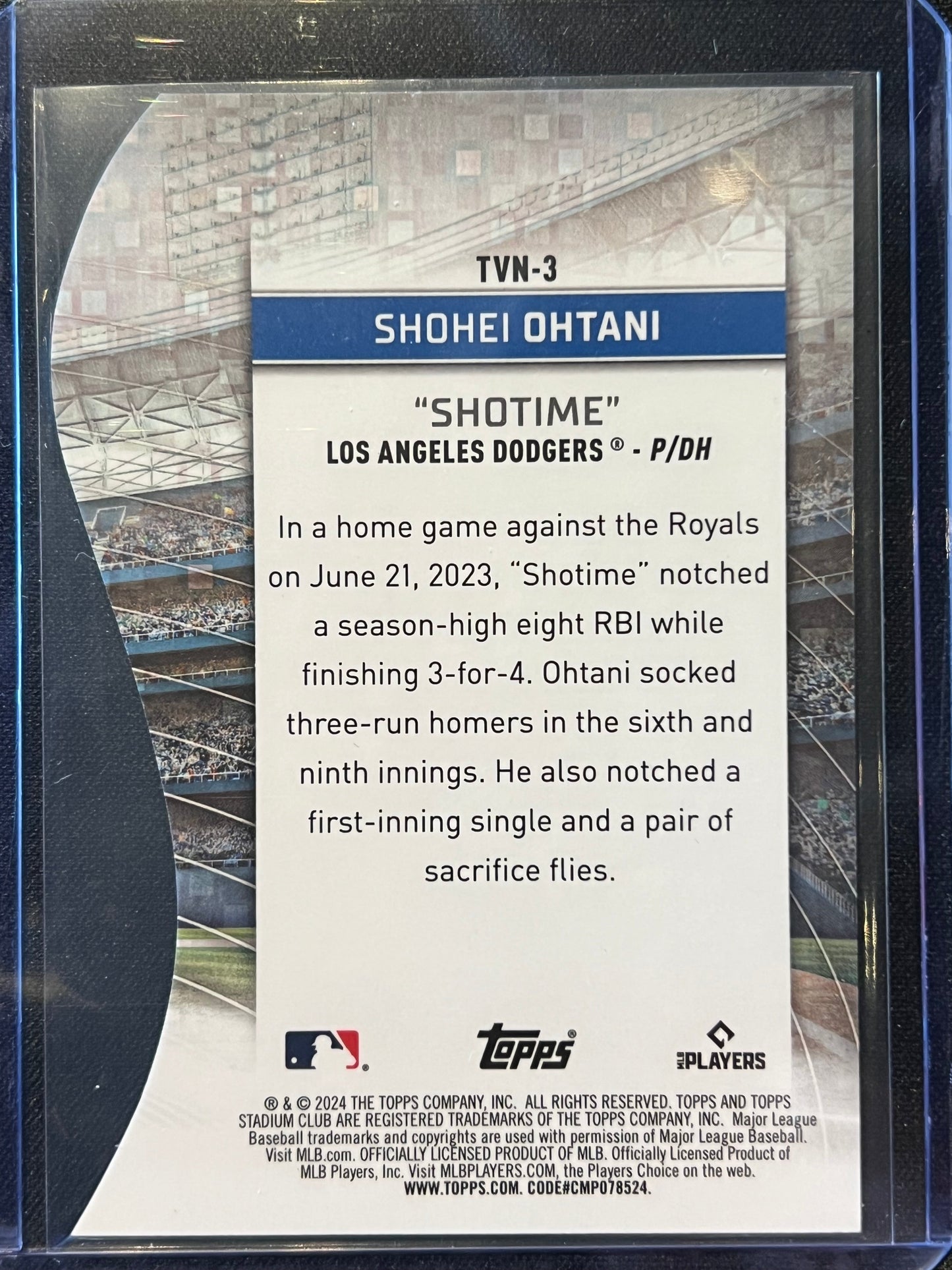 2024 Stadium Club Chrome Triumvirate Nicknames Shohei Ohtani “Shotime” #TVN-3