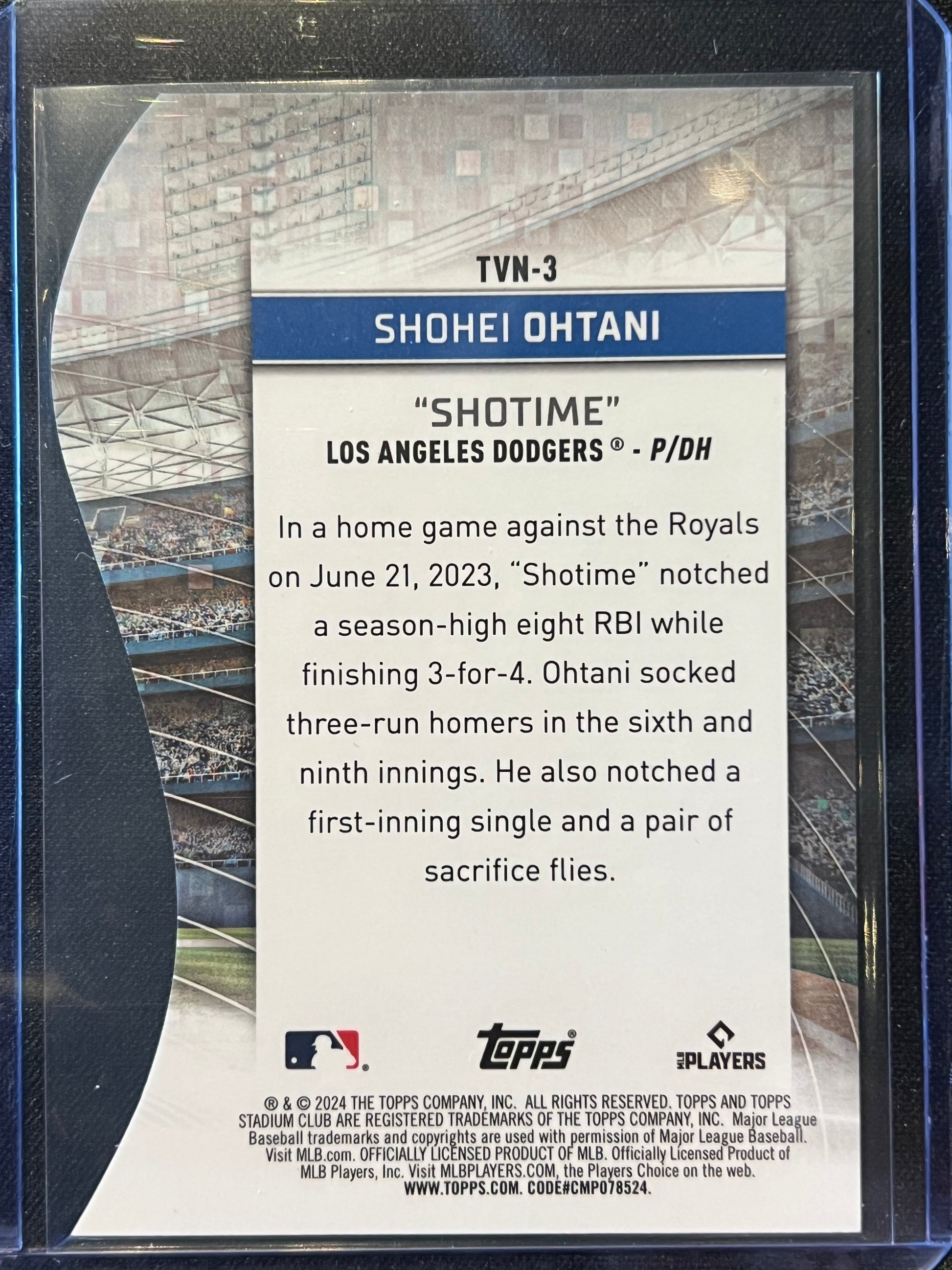 2024 Stadium Club Chrome Triumvirate Nicknames Shohei Ohtani “Shotime” #TVN-3