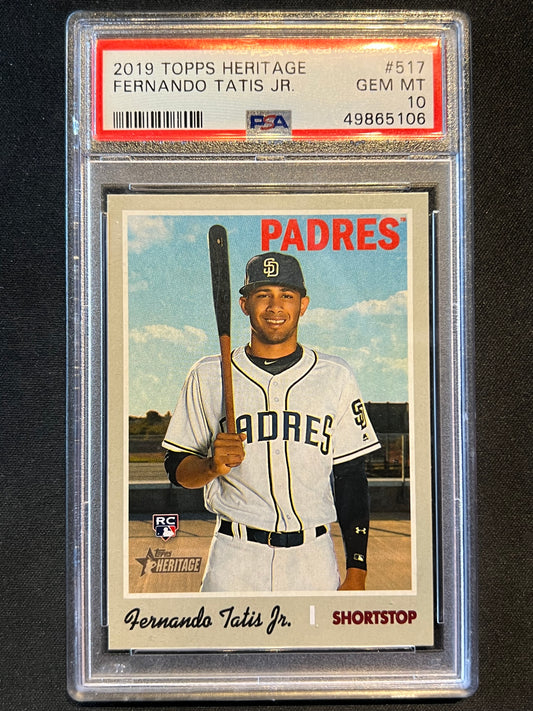 2019 Topps Heritage Fernando Tatis Jr. Rookie RC #517 PSA 10 Gem Mint Padres