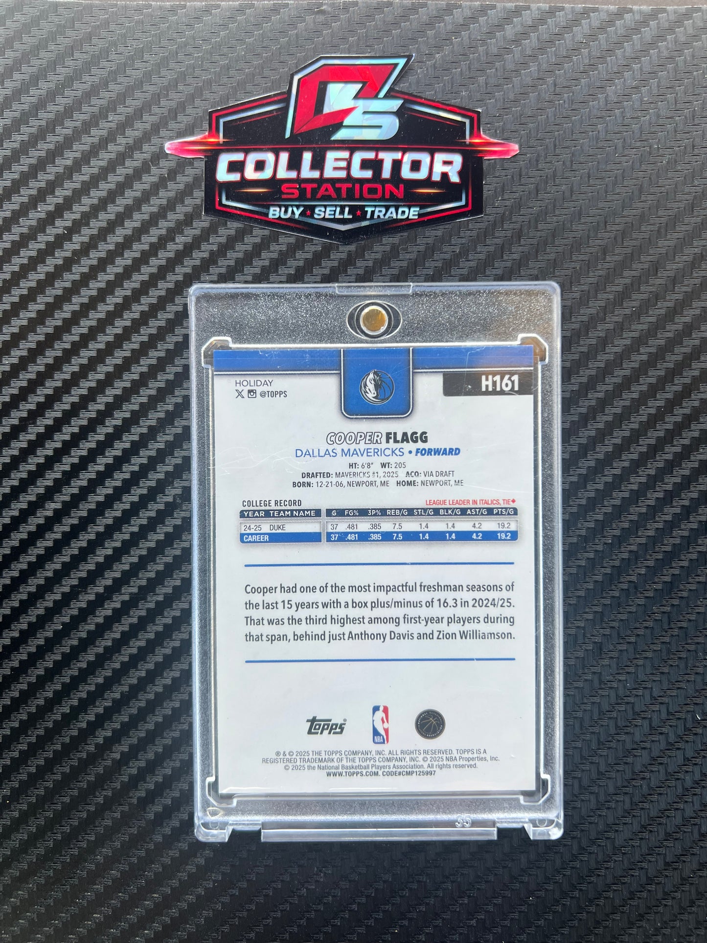 2025-26 Topps Holiday Cooper Flagg #H161 RC Rookie Silver Glitter Holiday