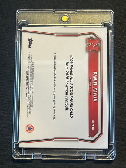 2026 Bowman Chrome Football Daniel Kaelin 1st Bowman Green 12/99 Cornhuskers NUMBER MATCH #BPPA-DK