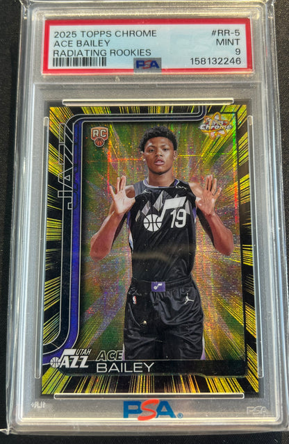 2025-26 Topps Chrome - Radiating Rookies - Ace Bailey Utah Jazz #RR-5 (RC) PSA 9