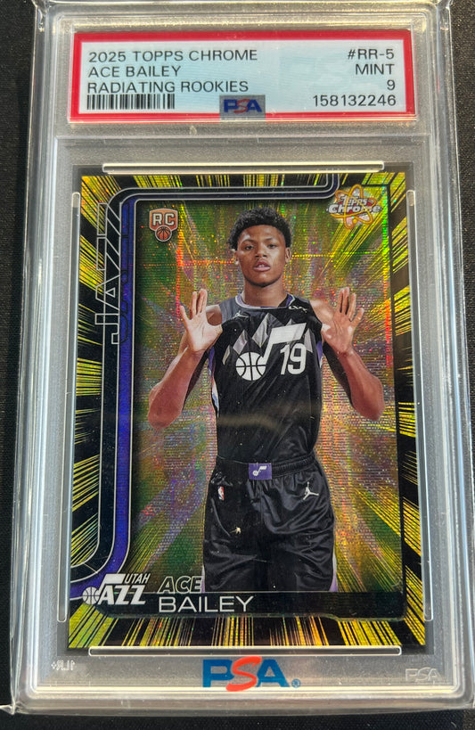 2025-26 Topps Chrome - Radiating Rookies - Ace Bailey Utah Jazz #RR-5 (RC) PSA 9