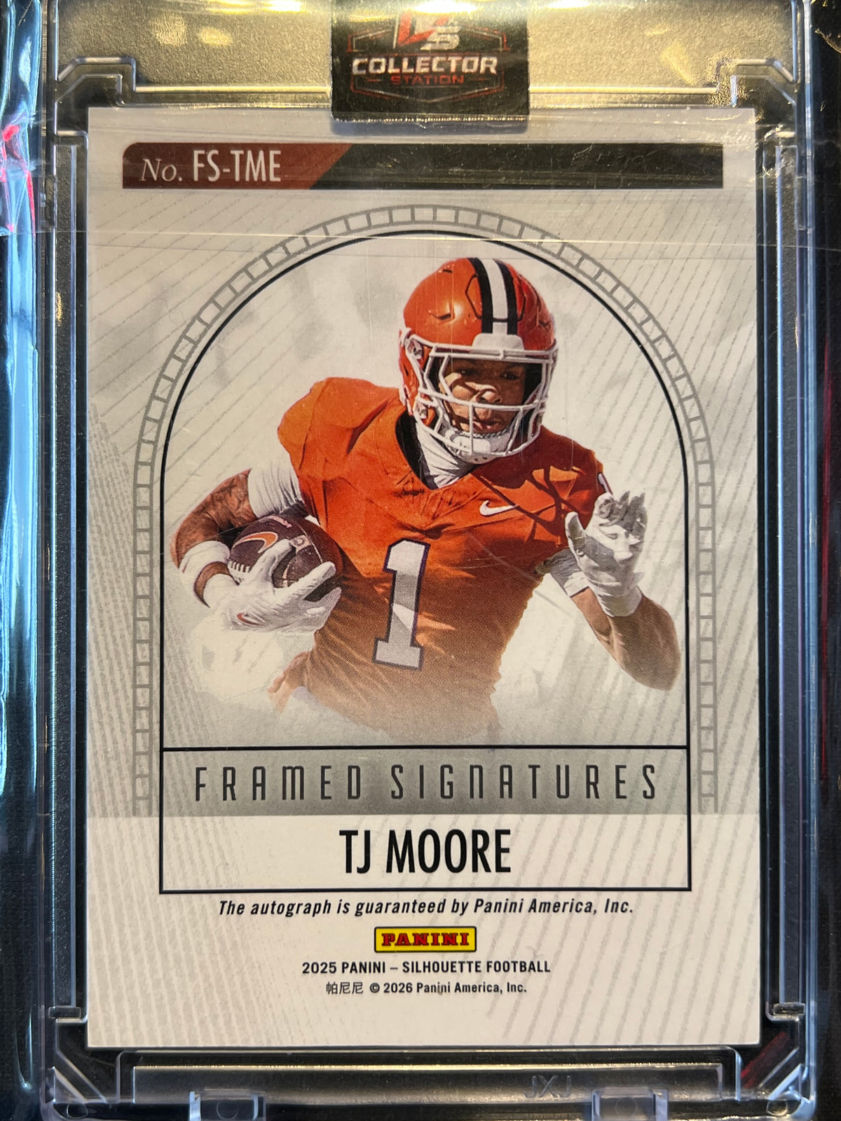 2025 Panini Silhouette #FS-TME T.J. Moore Framed Signatures #/199
