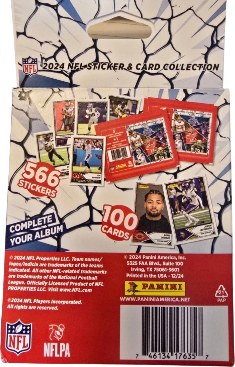 2024 Panini NFL Sticker and Card Collection Hanger Box 5 Packets