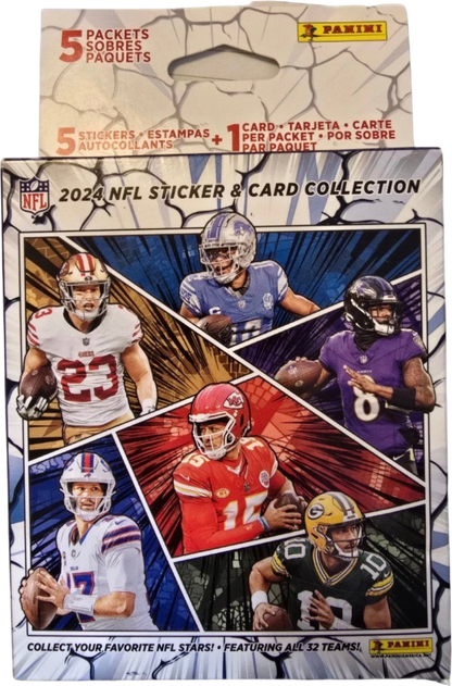 2024 Panini NFL Sticker and Card Collection Hanger Box 5 Packets