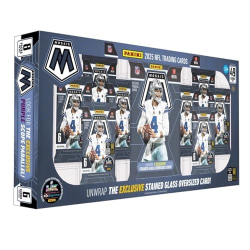 2025 Panini Mosaic Football Trading Card Costco Box, 9 Packs