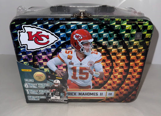 2025 Patrick Mahomes II NFL Football Trading Card Lunchbox - 6 Packs PLUS 1 Guaranteed Parallel