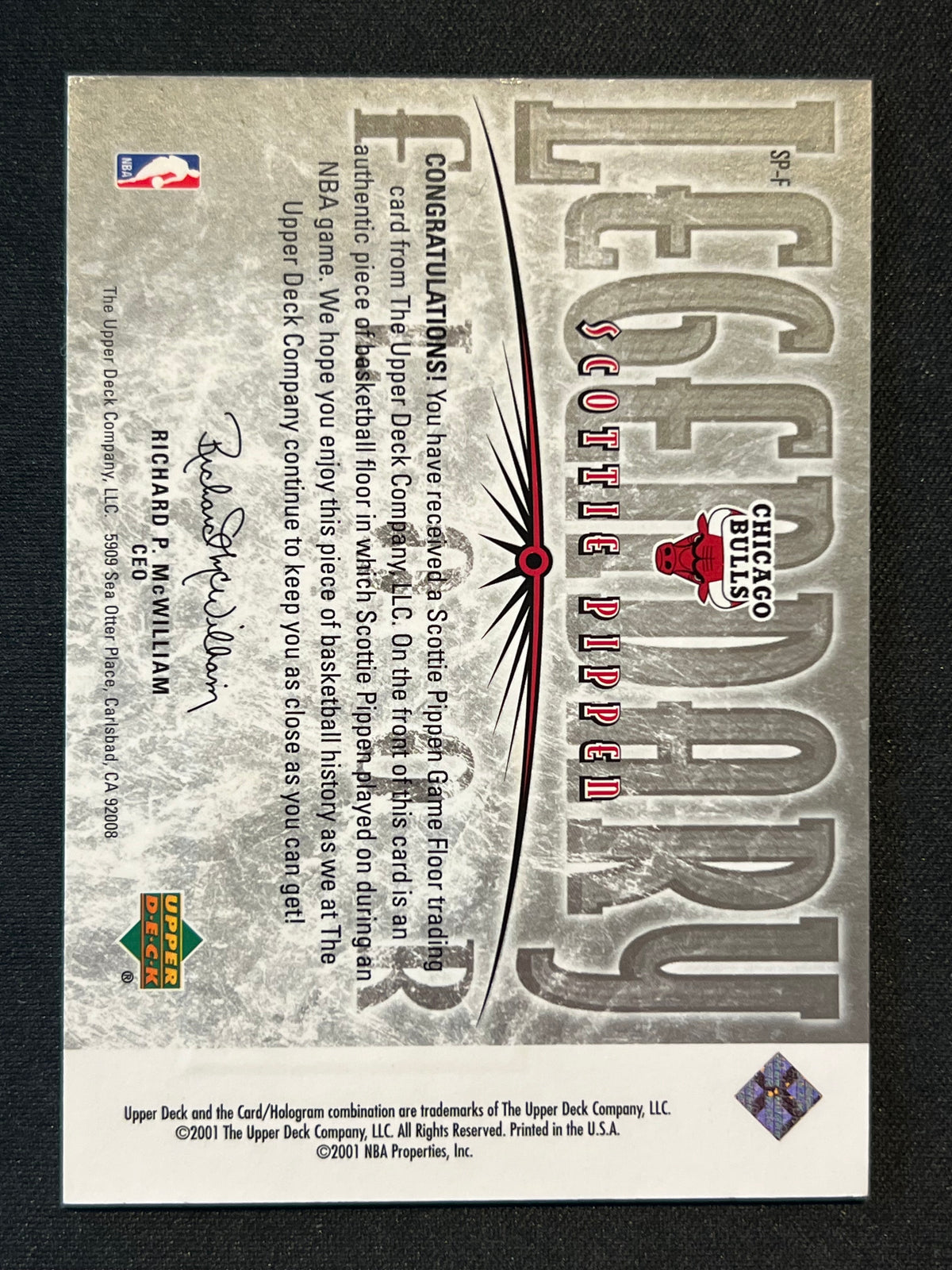 2000-01 Upper Deck NBA Legends - Legendary Floor Scottie Pippen #SP-F (MEM)
