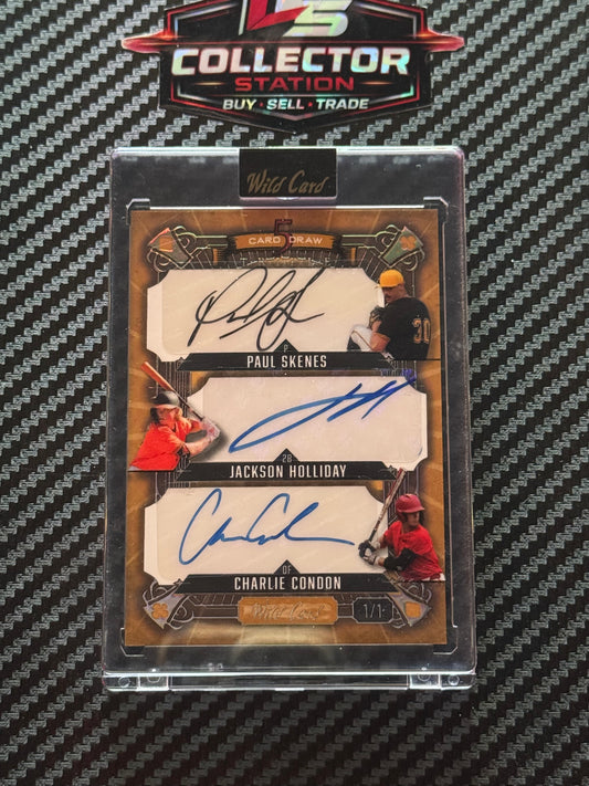 2024 Wild Card Paul Skenes, Jackson Holliday, Charlie Condon Triple Auto Bronze 1/1