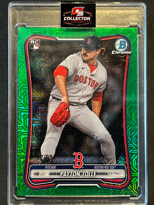 2026 Bowman Mega Box Payton Tolle Chrome RC Green Mojo Refractor #/99 Red Sox