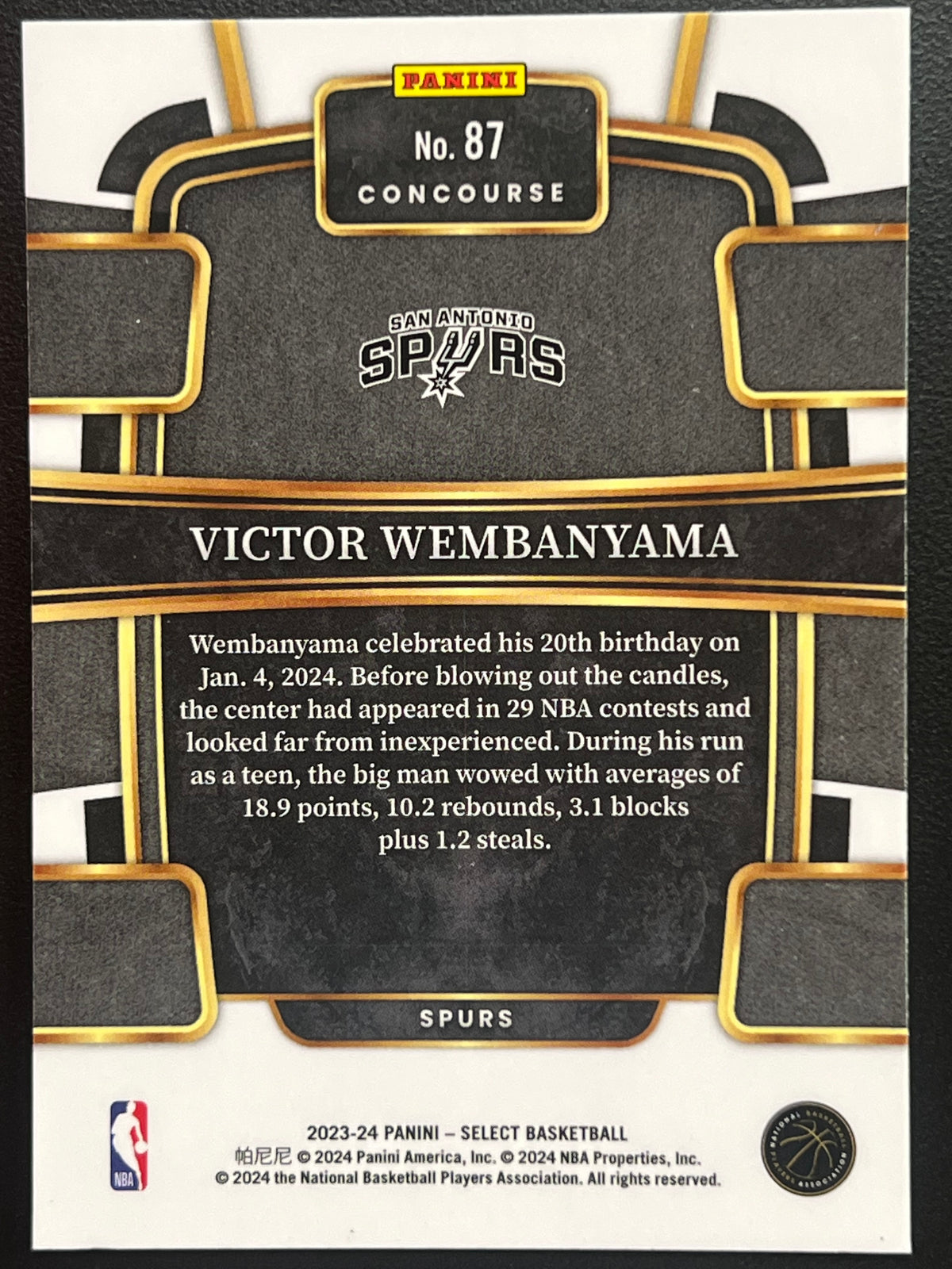 2023-24 Panini Select Concourse Victor Wembanyama #87 Blue Prizm Rookie