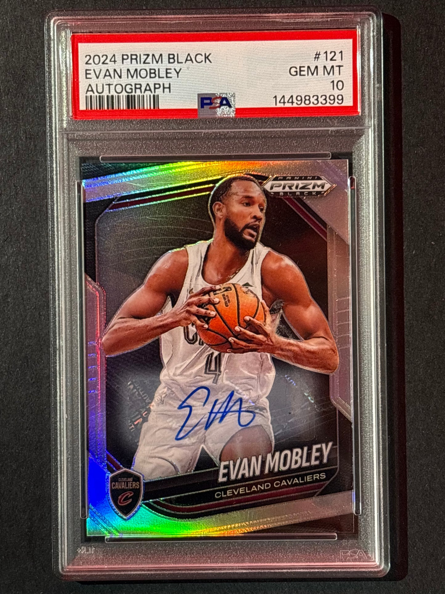 2024 Panini Prizm Black Evan Mobley Silver Auto #121 PSA 10