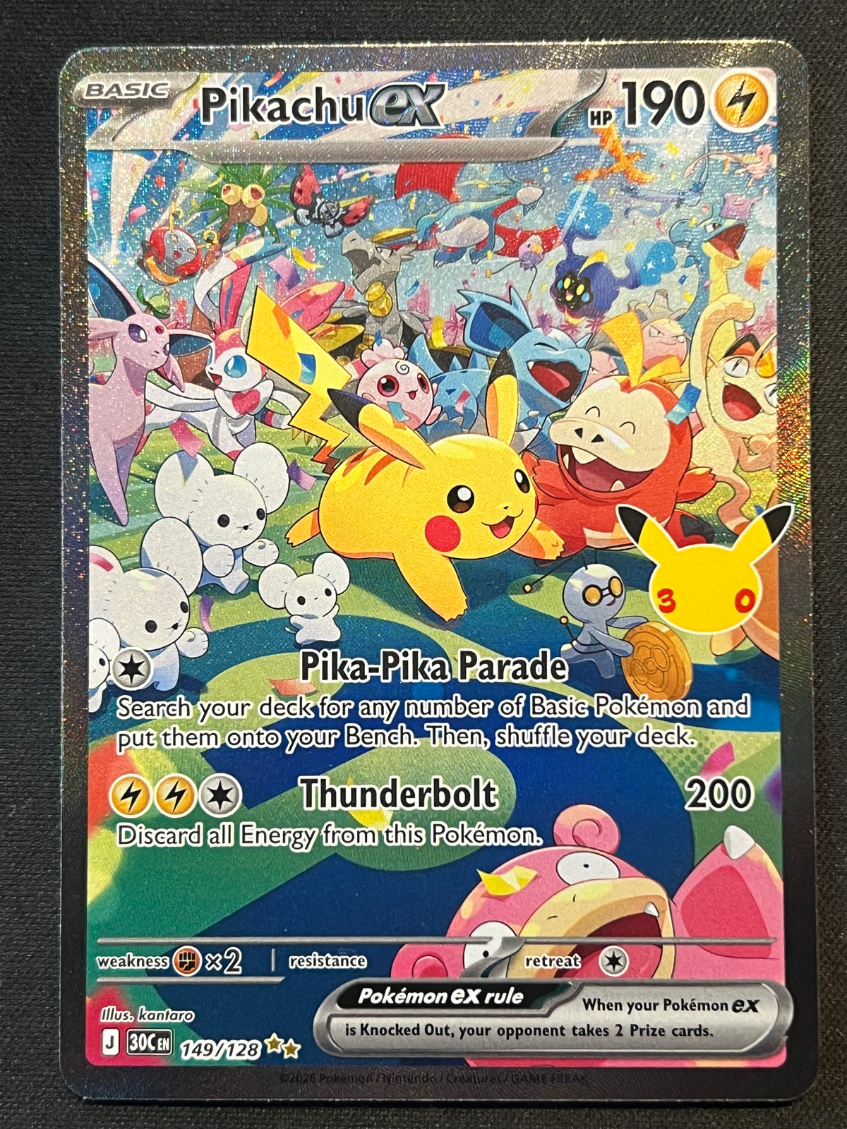 Pikachu ex - 149/128 - ME: 30th Celebration (30C) NM Pokemon