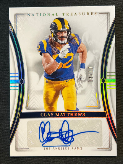 2023 Panini National Treasures - Signatures Clay Matthews #SIG-CMS Holo Gold /10 (AU)