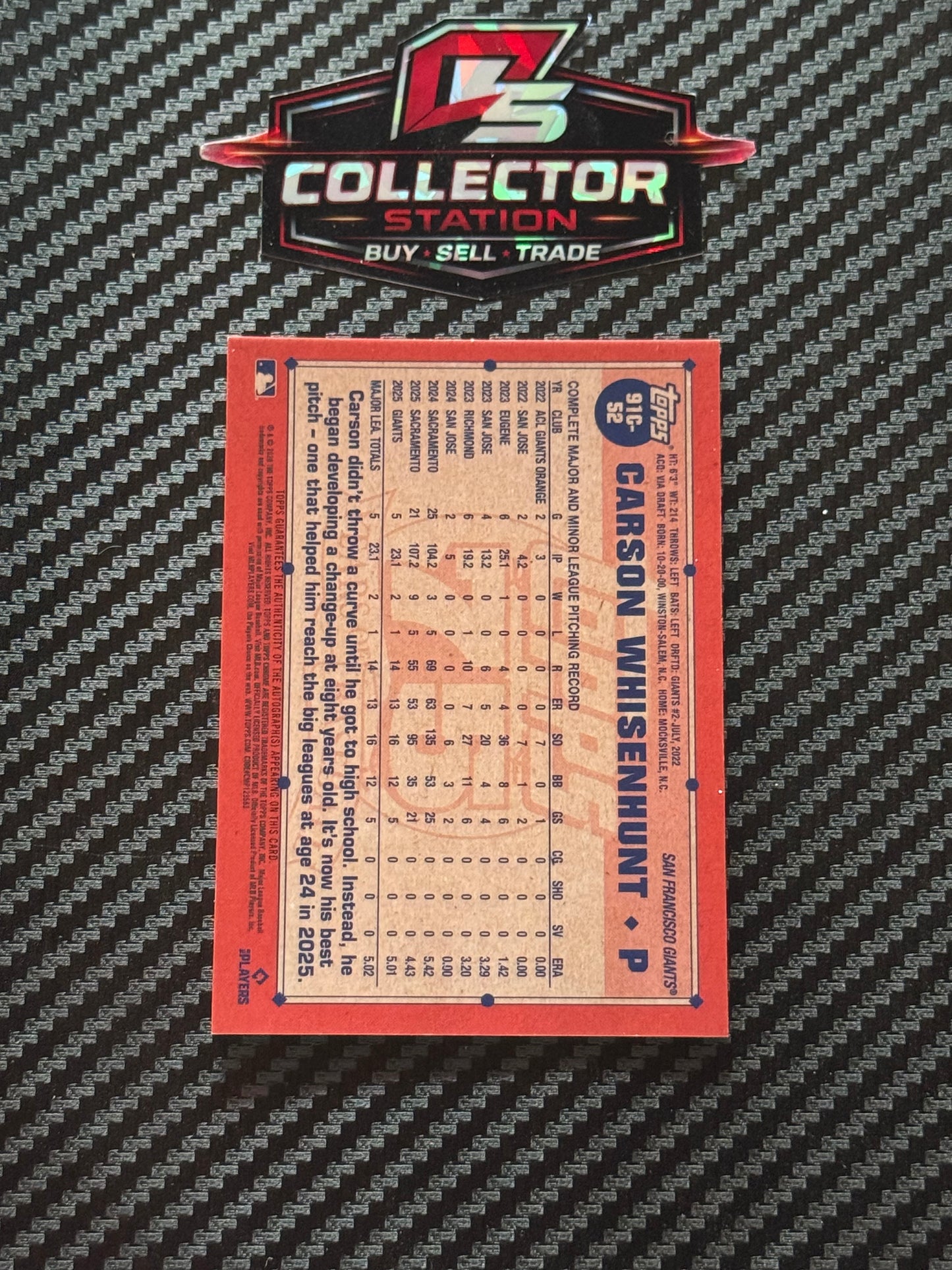 2026 Topps 1991 Carson Whisenhunt Chrome Silver Mojo /299 #91C-52 RC