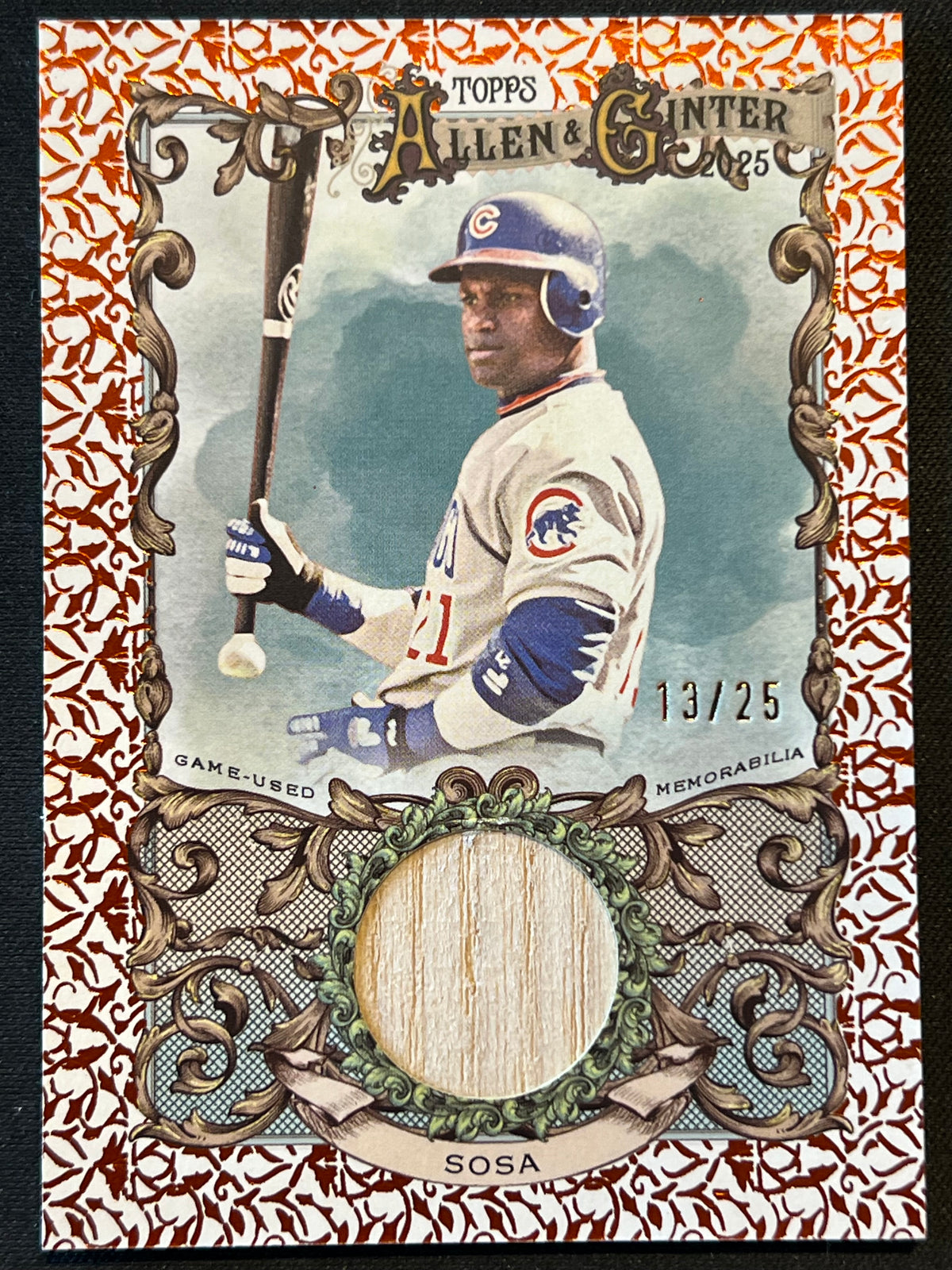 2025 Topps Allen & Ginter - Relics Sammy Sosa Orange Foil Filagree /25