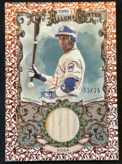 2025 Topps Allen & Ginter - Relics Sammy Sosa Orange Foil Filagree /25