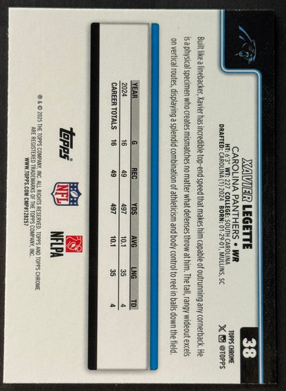 2025 Topps Chrome Xavier Legette Blue Wave Refractor /150 #38