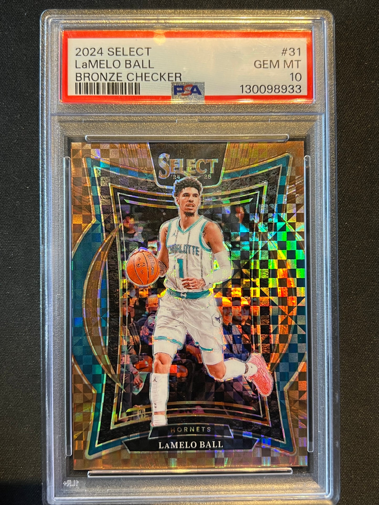 2024-25 Panini Select Concourse LaMelo Ball #31 Bronze Checker Prizm /49 PSA 10