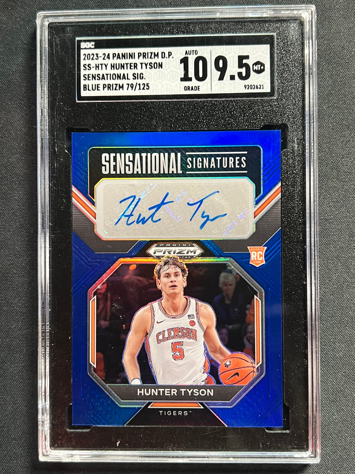 2023-24’ Panini Prizm Draft Picks - Sensational Signatures Hunter Tyson #SS-HTY Blue Prizm /125 (AU,RC)
