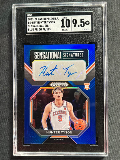2023-24’ Panini Prizm Draft Picks - Sensational Signatures Hunter Tyson #SS-HTY Blue Prizm /125 (AU,RC)