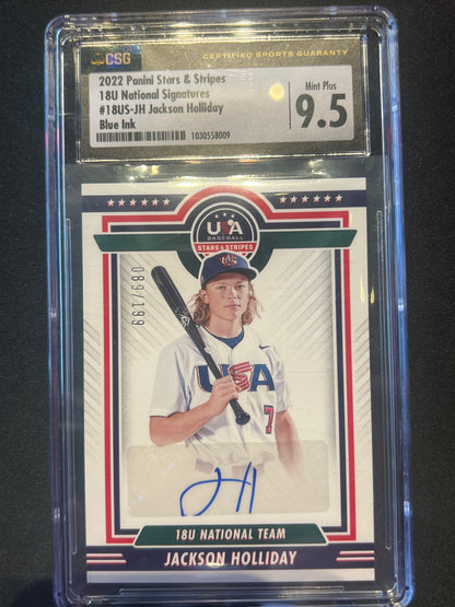 2022 Panini Stars and Stripes 18U Jackson Holiday Blue Auto 89/199