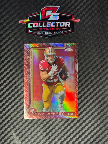 2025 Topps Chrome NFL Christian McCaffrey Football Leather San Francisco #263