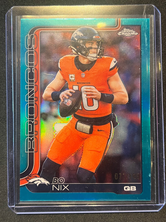 2025 Topps Chrome Football Bo Nix Aqua Refractor /199 #88 Broncos