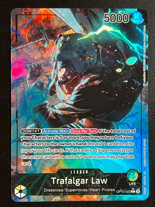 Bandai One Piece Card Game Trafalgar Law Leader OP10-022 Alt Art Holo EN
