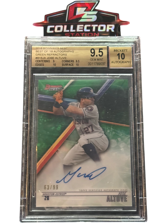 2018 Best Of Bowman Autographs Jose Altuve Green Refractor /99 BGS 9.5 / Auto 10 — normalized