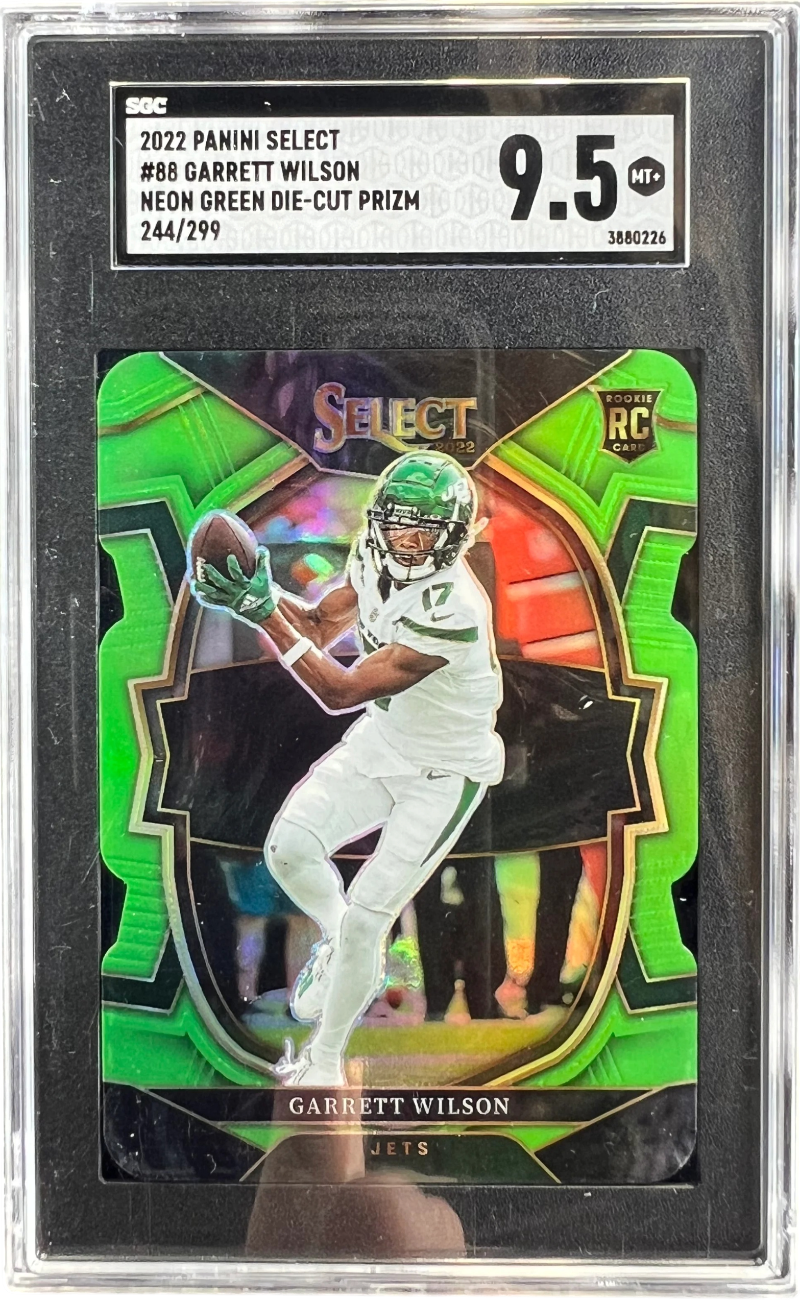 2022 Panini Select Garrett Wilson Neon Green Die-Cut Prizm /299 #88 — normalized