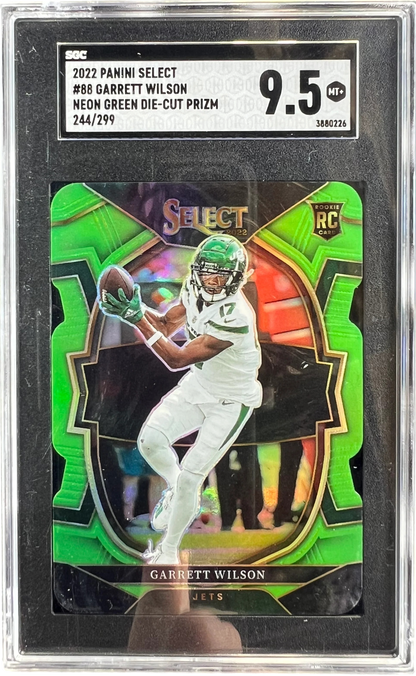 2022 Panini Select Garrett Wilson Neon Green Die-Cut Prizm /299 #88 — normalized