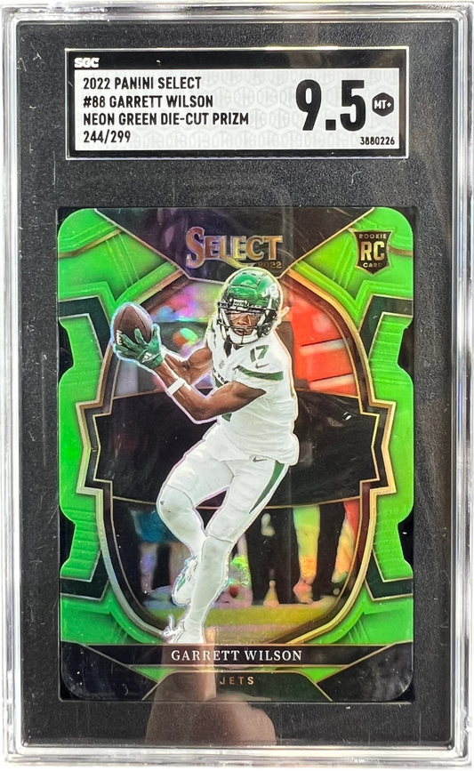 2022 Panini Select Garrett Wilson Neon Green Die-Cut Prizm /299 #88 — normalized