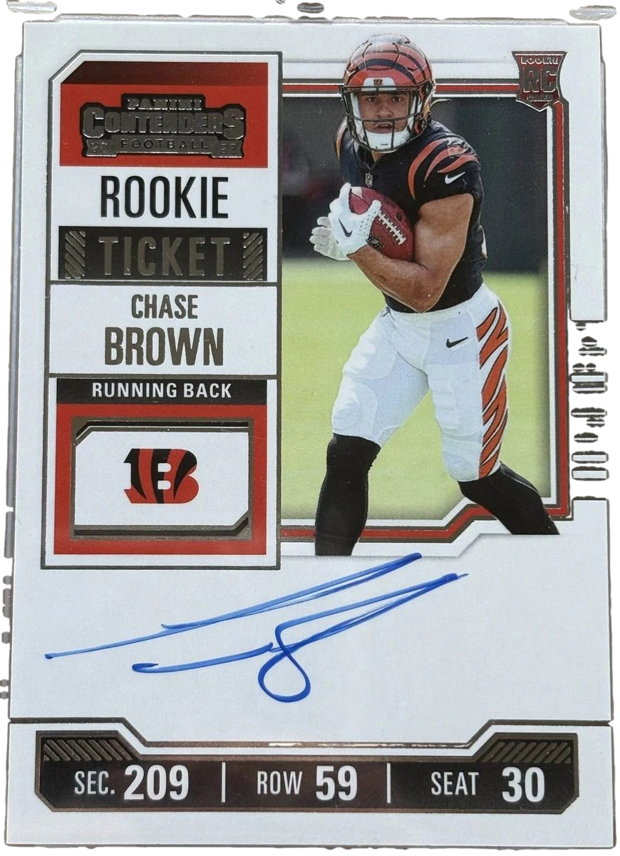 Panini 2023 Contenders Chase Brown #105 Rookie Ticket Autograph — normalized