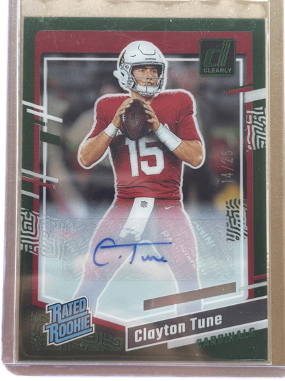 Panini 2023 Donruss Clearly Green Autos /25 Clayton Tune #56 RC — normalized